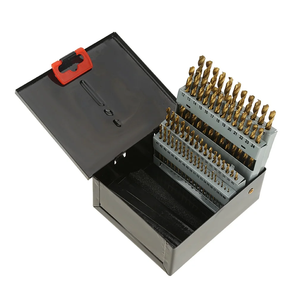 60Pcs High Speed Steel Twist Drill Bits Tool Set Drill Bits Kit Black Iron Box Packing
60Pcs High Speed Steel Twist Drill Bits Tool Set Drill Bits Kit Black Iron Box Packing