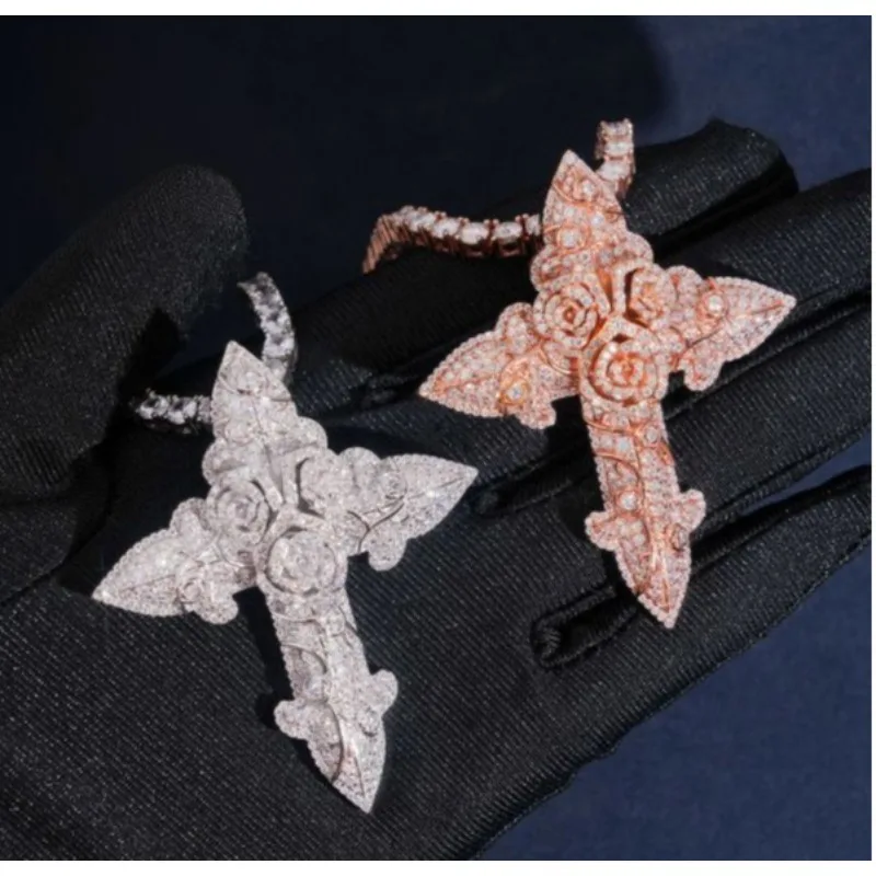LYEE CYEE Floral Hip-Hop Cross: Dual-Tone S925 Silver & Rose Gold Moissanite Pendant. Iced-Out Crucifix for Bold Street Style.
LYEE CYEE Floral Hip-Hop Cross: Dual-Tone S925 Silver & Rose Gold Moissanite Pendant. Iced-Out Crucifix for Bold Street Style.