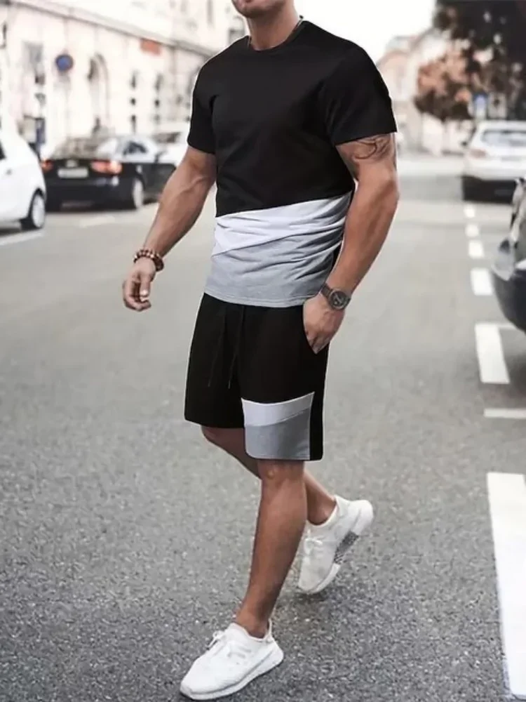 Summer Men's Suit Fashion 2 Piece Mens T Shirt Shorts Suit Casual Splicing Printed Sportswear Super Street Shooting Men Clothing
Summer Men's Suit Fashion 2 Piece Mens T Shirt Shorts Suit Casual Splicing Printed Sportswear Super Street Shooting Men Clothing
