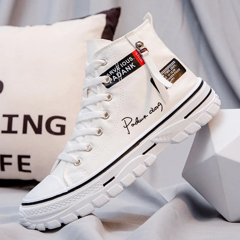 New Style High-top Breathable Canvas Shoes Thick-soled Men's Shoes Korean Fashion Men's Casual Trendy Shoes Student Board Shoes 
New Style High-top Breathable Canvas Shoes Thick-soled Men's Shoes Korean Fashion Men's Casual Trendy Shoes Student Board Shoes