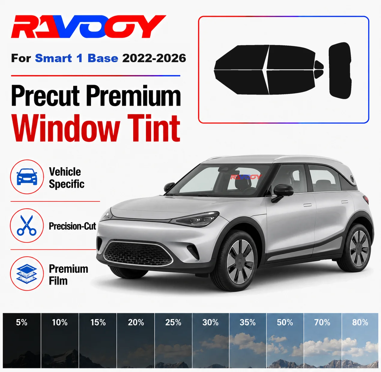 Premium Precut Window Tint Kit Front Windows Rear Windows Rear Windshield For Smart 1 Base 2022-2026 Car Solar Nano Ceramic Film
Premium Precut Window Tint Kit Front Windows Rear Windows Rear Windshield For Smart 1 Base 2022-2026 Car Solar Nano Ceramic Film