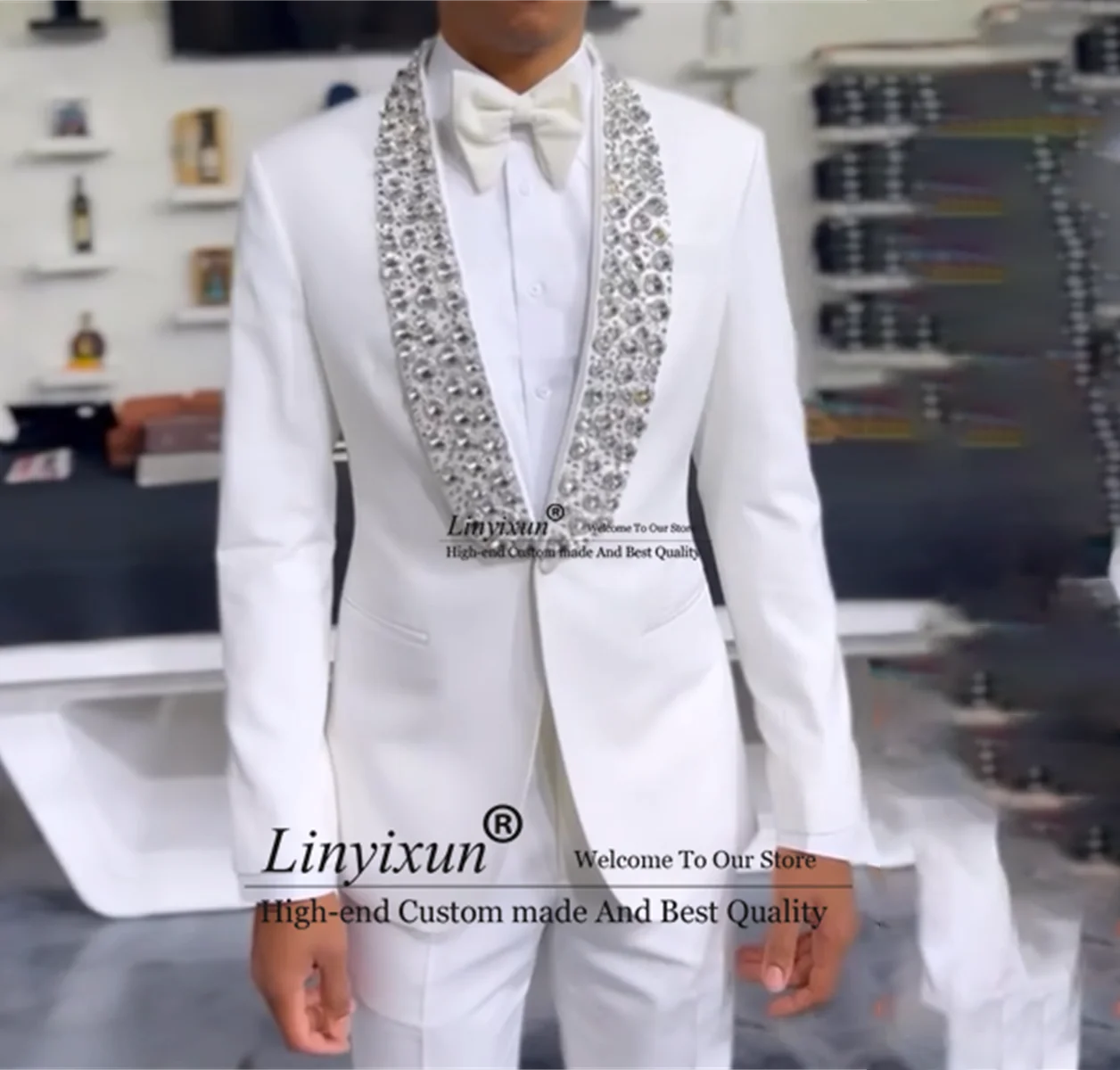 Handsome Beaded Crystals Men Suits For Wedding Groom Tuxedos Slim Fit Costume Homme Marrige Customized Birthday Party Blazers
Handsome Beaded Crystals Men Suits For Wedding Groom Tuxedos Slim Fit Costume Homme Marrige Customized Birthday Party Blazers