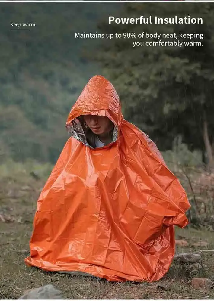Emergency Rain Poncho with Mylar Blanket Liner - Survival Blankets for Car - Heavy Duty, Waterproof Camping Gear
Emergency Rain Poncho with Mylar Blanket Liner - Survival Blankets for Car - Heavy Duty, Waterproof Camping Gear
