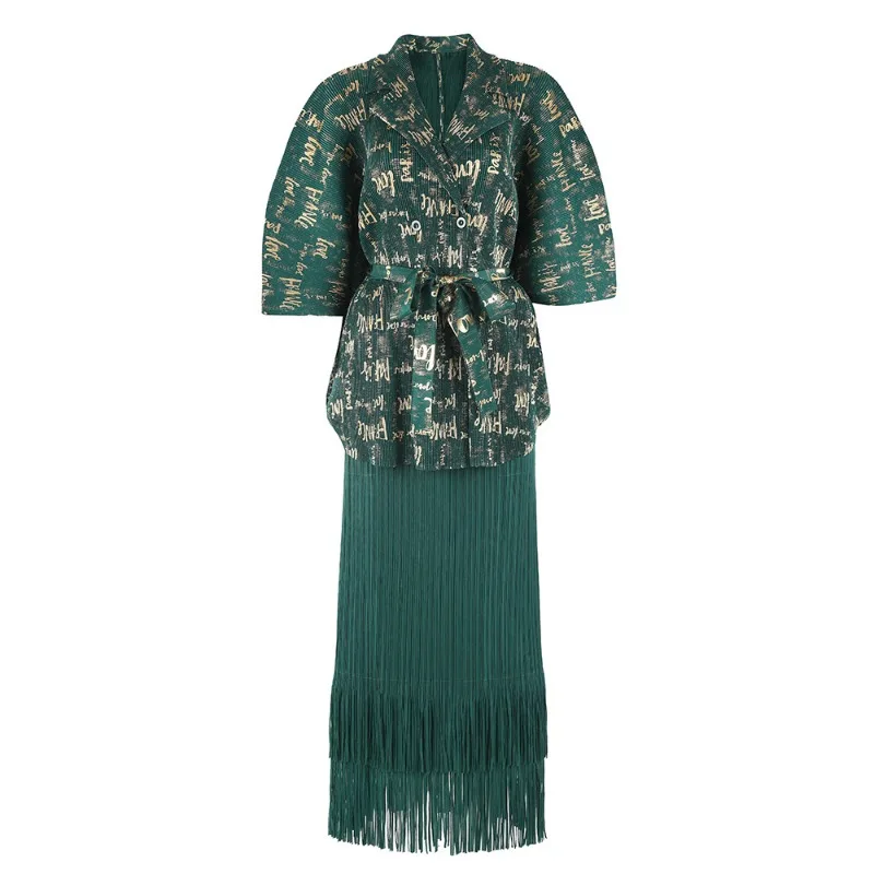 Miyake Fashion Pleated Two Piece Sets Women Printed Contrasting Design Loose Top Elastic Waist Skirt New Tide 2025 Spring
Miyake Fashion Pleated Two Piece Sets Women Printed Contrasting Design Loose Top Elastic Waist Skirt New Tide 2025 Spring