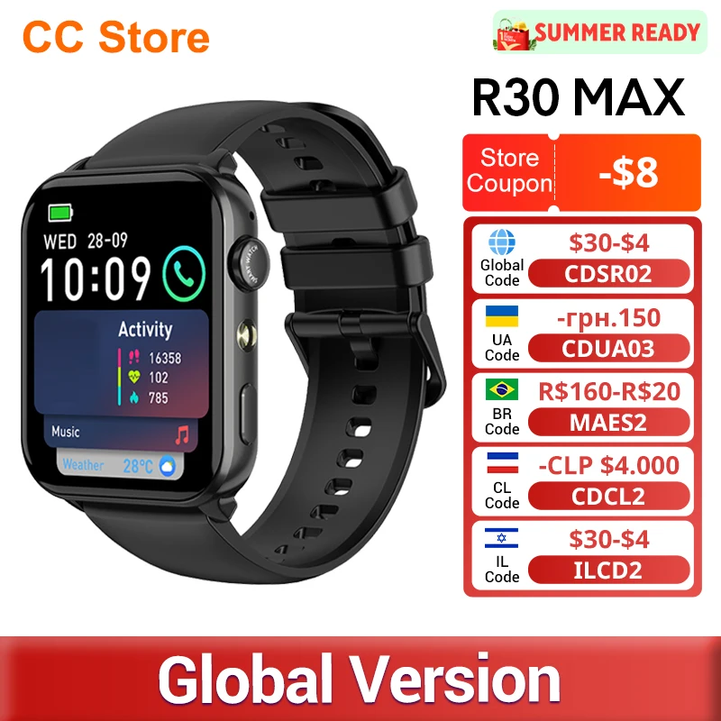 Global Version Blackview R30 Max Smartwatch 1.91" Al Voice Assistant Bluetooth Phone Call Flashlight 350mAh Sports watch
Global Version Blackview R30 Max Smartwatch 1.91" Al Voice Assistant Bluetooth Phone Call Flashlight 350mAh Sports watch