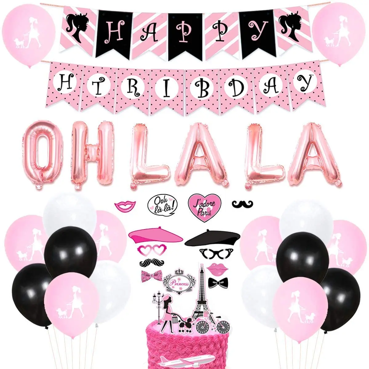 Paris Birthday Party Decorations Pink Oh La La Party Supplies for Fashion Girls Happy Birthday Banner Paris Theme Photo Props
Paris Birthday Party Decorations Pink Oh La La Party Supplies for Fashion Girls Happy Birthday Banner Paris Theme Photo Props