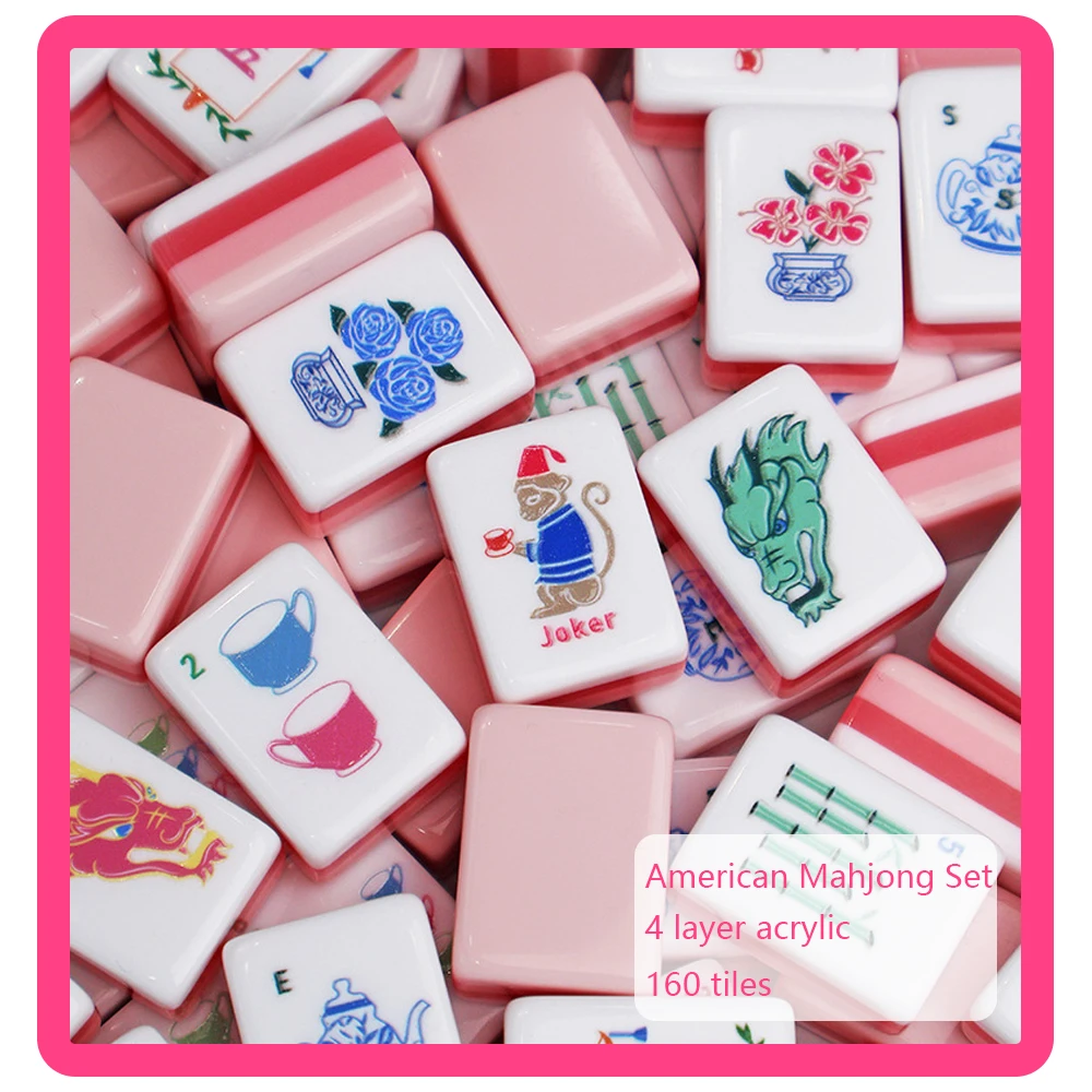 Acrylic Mahjong Tiles Luxury Engraved 4 Layer Pink American Mahjong Sets Portable MahJongSet for Board Game Gifts
Acrylic Mahjong Tiles Luxury Engraved 4 Layer Pink American Mahjong Sets Portable MahJongSet for Board Game Gifts