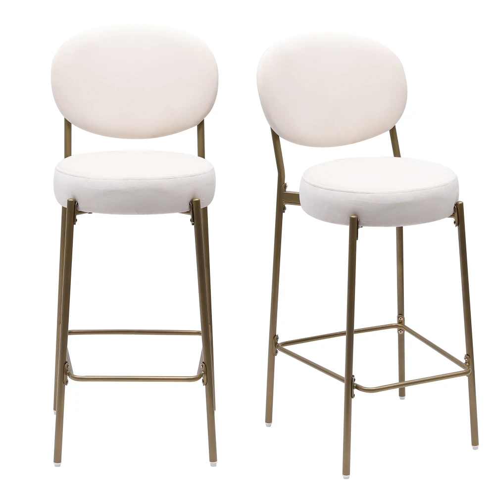 29'' Upholstered Bar Stools Velvet Counter Stool with Backrest & Footrest Set of 2 Round Dining Chairs for Kitchen(Creamy White)
29'' Upholstered Bar Stools Velvet Counter Stool with Backrest & Footrest Set of 2 Round Dining Chairs for Kitchen(Creamy White)