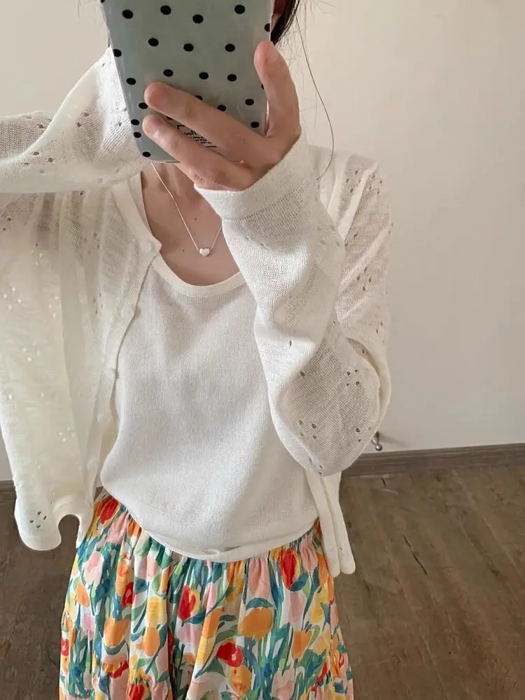 Knitted Sunscreen Cardigan Women's Thin Summer with Suspender Skirt Small Outer Shawl Hollow Blouse Top
Knitted Sunscreen Cardigan Women's Thin Summer with Suspender Skirt Small Outer Shawl Hollow Blouse Top
