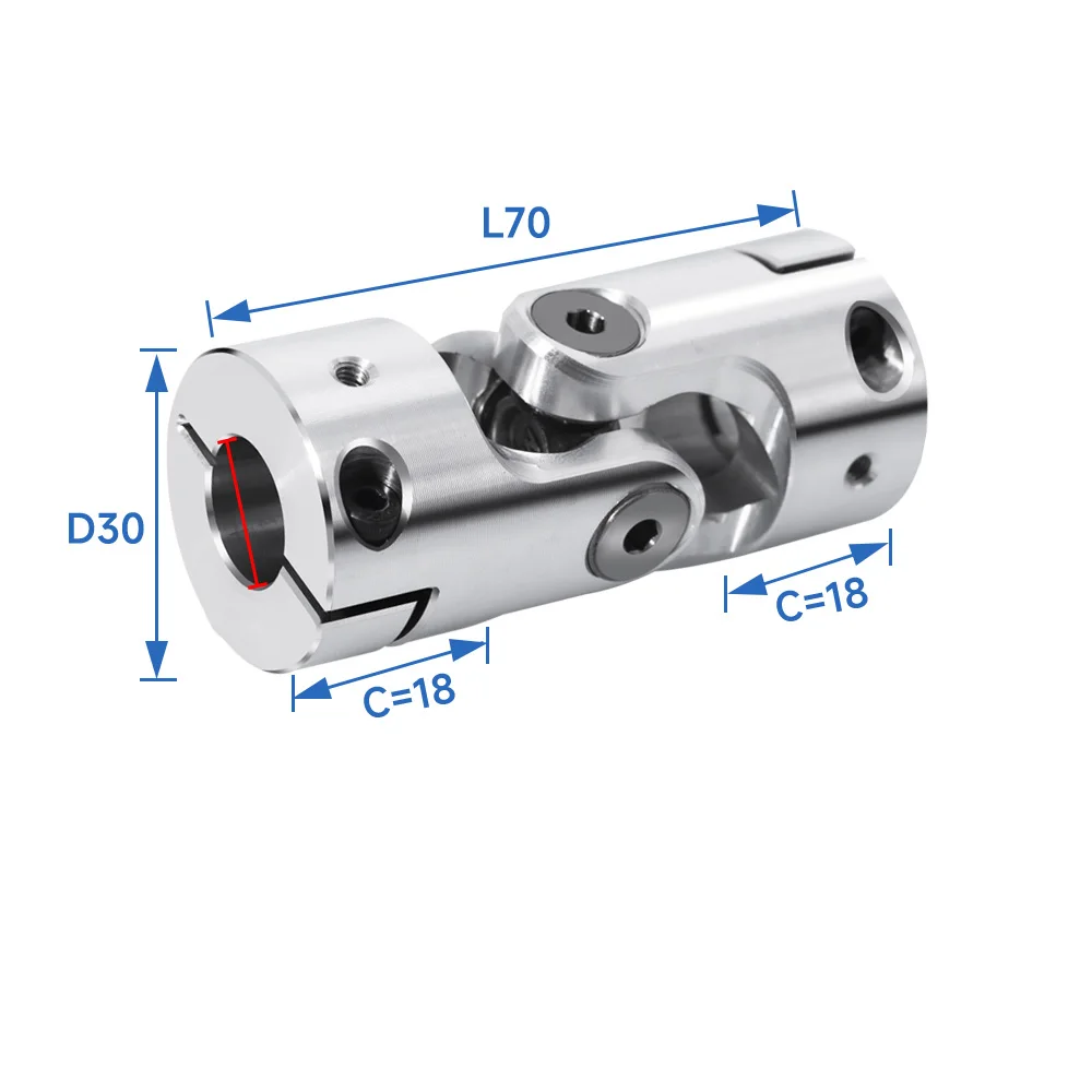 D30 L70Aluminum alloy universal joint coupling, high-speed precision single double joint telescopic cross needle roller bearing
D30 L70Aluminum alloy universal joint coupling, high-speed precision single double joint telescopic cross needle roller bearing