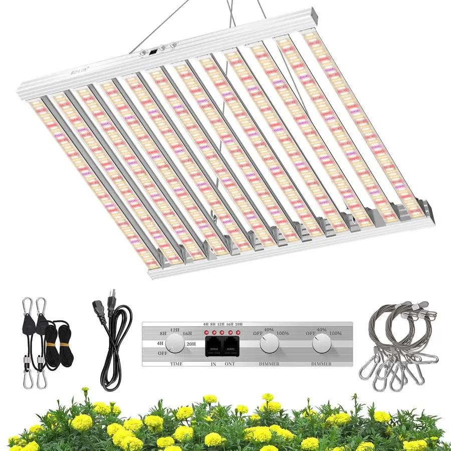 840 Watt LED Grow Light Daisy Chain Dimmable Full Spectrum Grow Lights for Indoor Plants, 44x44 Inch Size Greenhouse LED Grow Li
840 Watt LED Grow Light Daisy Chain Dimmable Full Spectrum Grow Lights for Indoor Plants, 44x44 Inch Size Greenhouse LED Grow Li