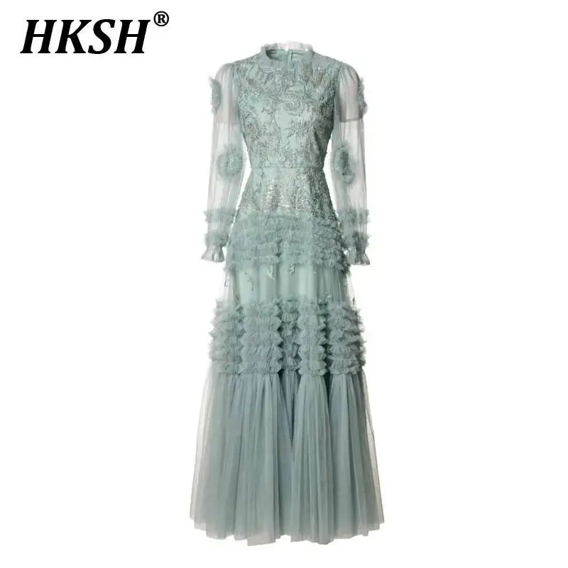 HKSH Women Spring New Heavy Nail Bead Sequin Mesh Splice Long Sleeve Temperament Fluffy Dress Jumpsuit Chic Elegant Skirt HK4803
HKSH Women Spring New Heavy Nail Bead Sequin Mesh Splice Long Sleeve Temperament Fluffy Dress Jumpsuit Chic Elegant Skirt HK4803
