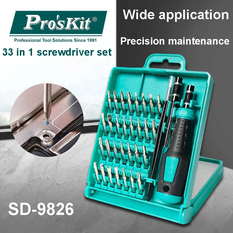 Pro'skit 33-in-1 SD-9826 Precision Screwdriver Combo Set Multifunctional Hand Tools Screwdriver for Precision Repair Use Tools
Pro'skit 33-in-1 SD-9826 Precision Screwdriver Combo Set Multifunctional Hand Tools Screwdriver for Precision Repair Use Tools