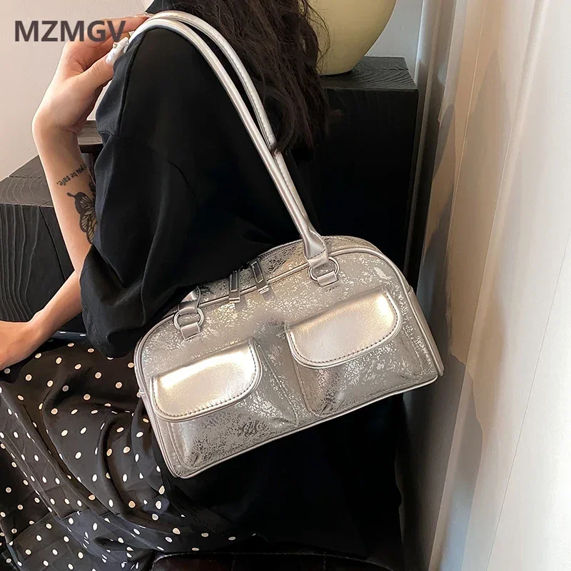 Meet You Fashion Silver Oil Wax Leather Shoulder Bags for Women Summer Multi-Pocket Satchel Retro Commuting Underarm Bag Female
Meet You Fashion Silver Oil Wax Leather Shoulder Bags for Women Summer Multi-Pocket Satchel Retro Commuting Underarm Bag Female