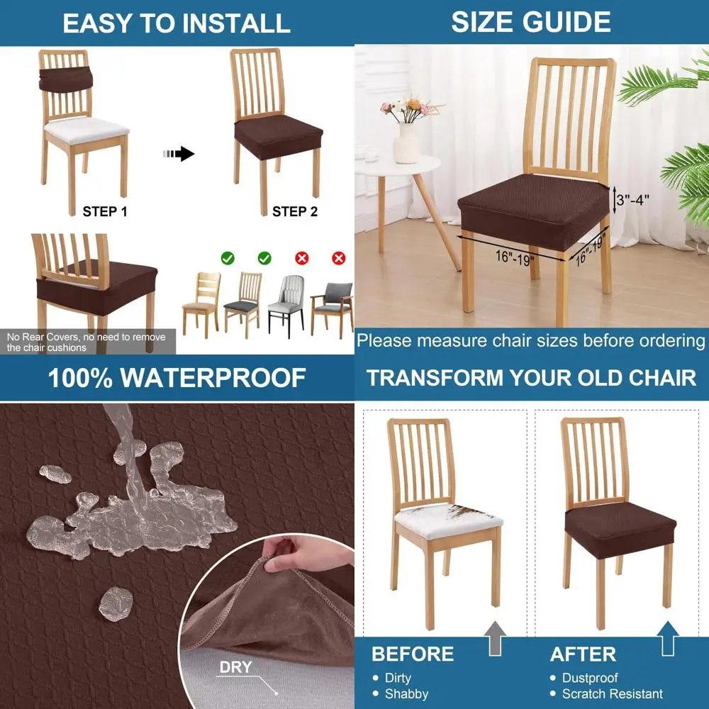 Set of 8 Smiry Stretch Jacquard Dining Chair Seat Covers, Waterproof Removable Washable, Light Chocolate
Set of 8 Smiry Stretch Jacquard Dining Chair Seat Covers, Waterproof Removable Washable, Light Chocolate