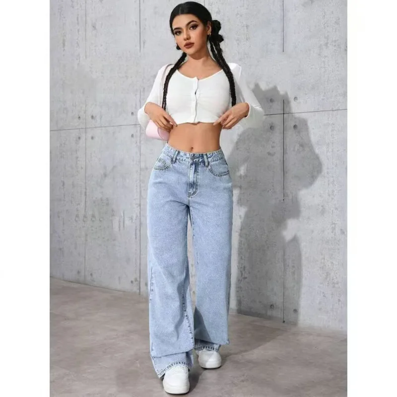 Retro Drapey High Waist Wide Leg Loose Straight Cut Long Jeans Cross-Border Wish Best Selling Product Cotton Fabric Folded
Retro Drapey High Waist Wide Leg Loose Straight Cut Long Jeans Cross-Border Wish Best Selling Product Cotton Fabric Folded