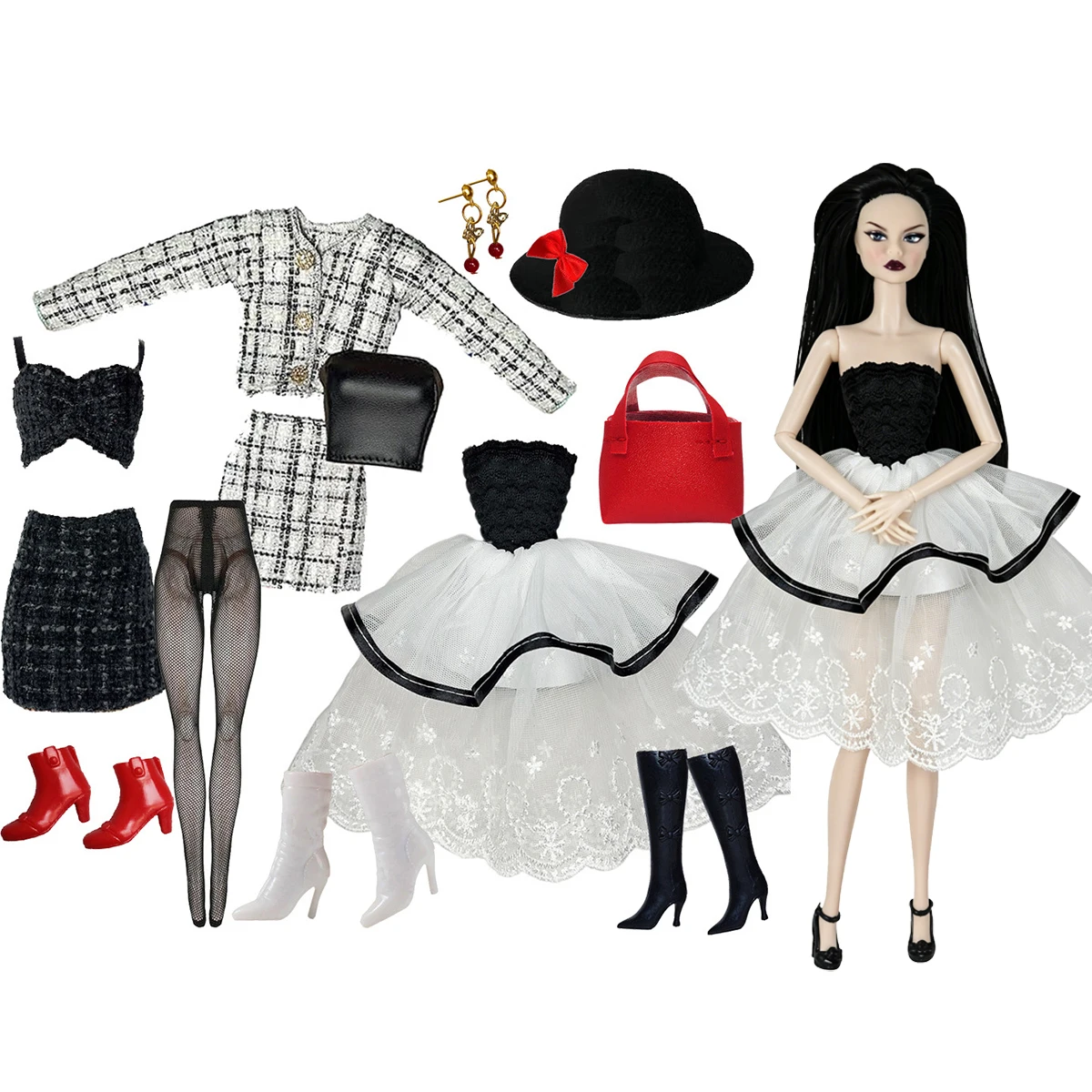 Fashion Small Fragrant Style Off-the-shoulder Evening Gown Shoes+Handbag Set For 1/6 Babi Supermodel Doll Dress Up Clothes Parts
Fashion Small Fragrant Style Off-the-shoulder Evening Gown Shoes+Handbag Set For 1/6 Babi Supermodel Doll Dress Up Clothes Parts