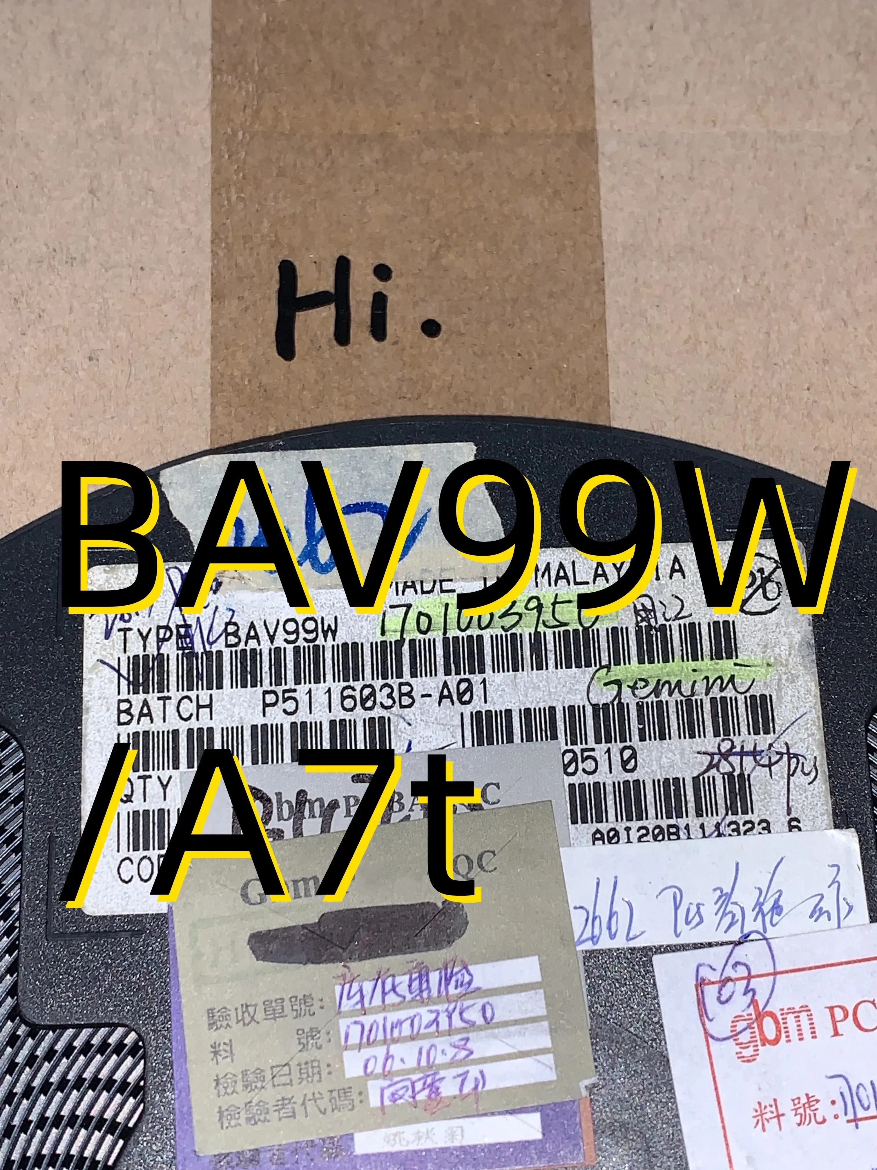 Совершенно новые 20 шт. BAV99W/A7t
Совершенно новые 20 шт. BAV99W/A7t