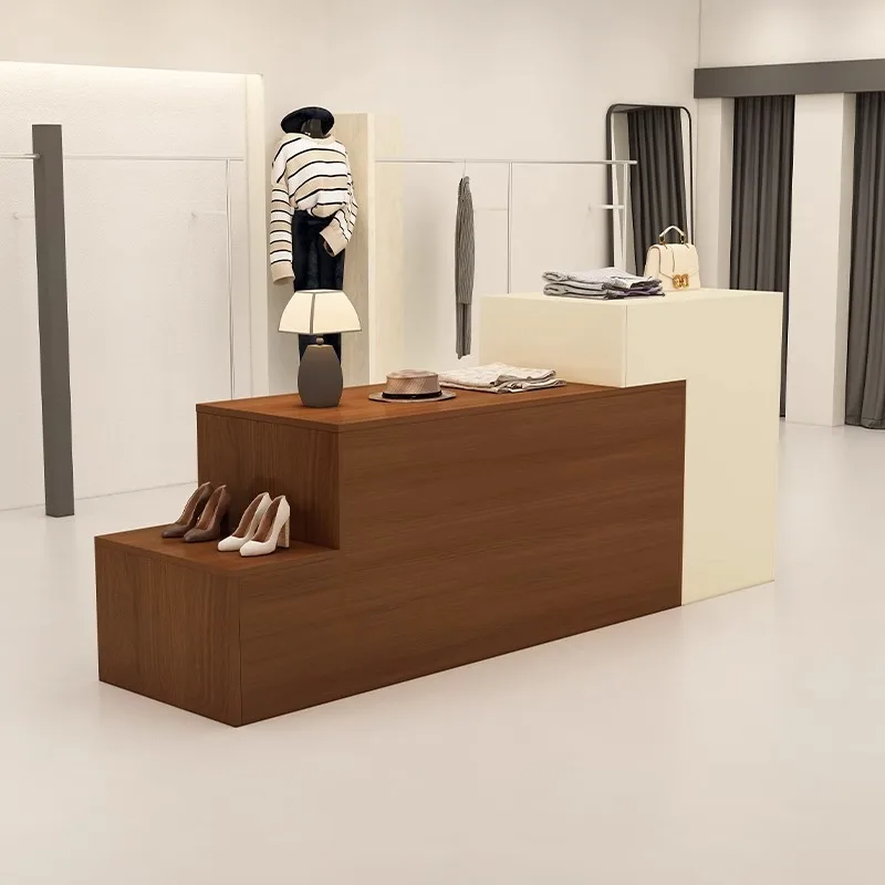 Simple and modern flowing water display women's clothing store display counter shoe display cabinet in the middle
Simple and modern flowing water display women's clothing store display counter shoe display cabinet in the middle