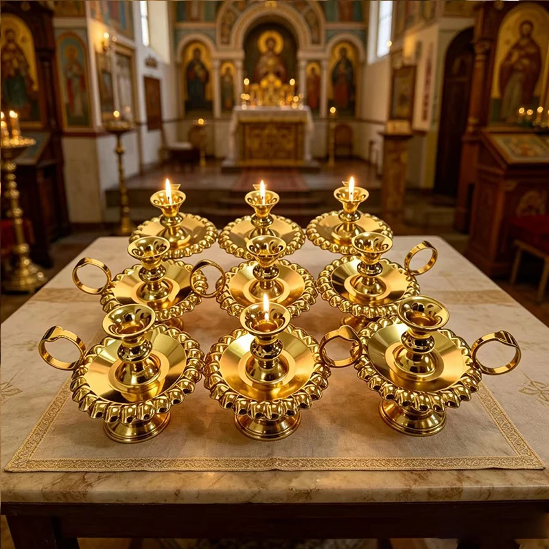 Vintage Gold Metal Orthodox Altar Candle Holder Small Ornate Byzantine Candlestick for Church Supplies Religious Christian Home
Vintage Gold Metal Orthodox Altar Candle Holder Small Ornate Byzantine Candlestick for Church Supplies Religious Christian Home