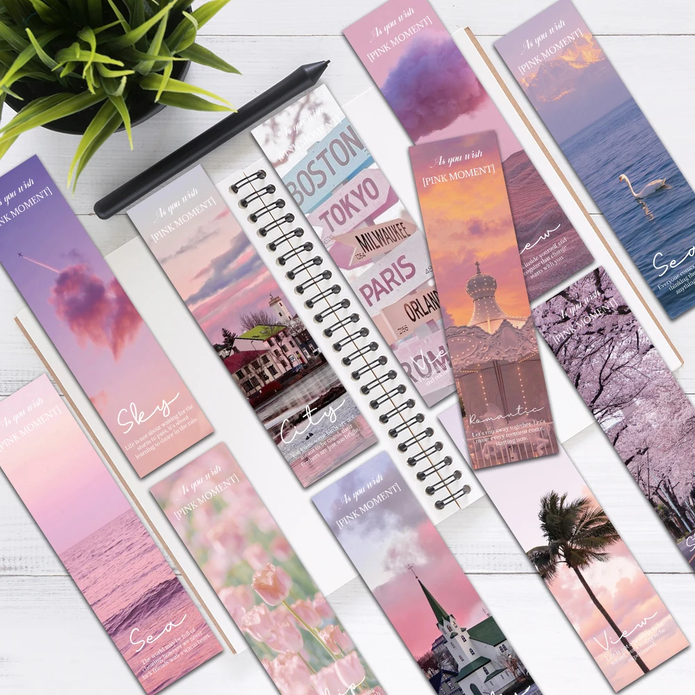 30pcs Aesthetic Pink Landscape Paper Bookmarks DIY Student Reader Book Page Marking Library Office Journal Page Markers
30pcs Aesthetic Pink Landscape Paper Bookmarks DIY Student Reader Book Page Marking Library Office Journal Page Markers