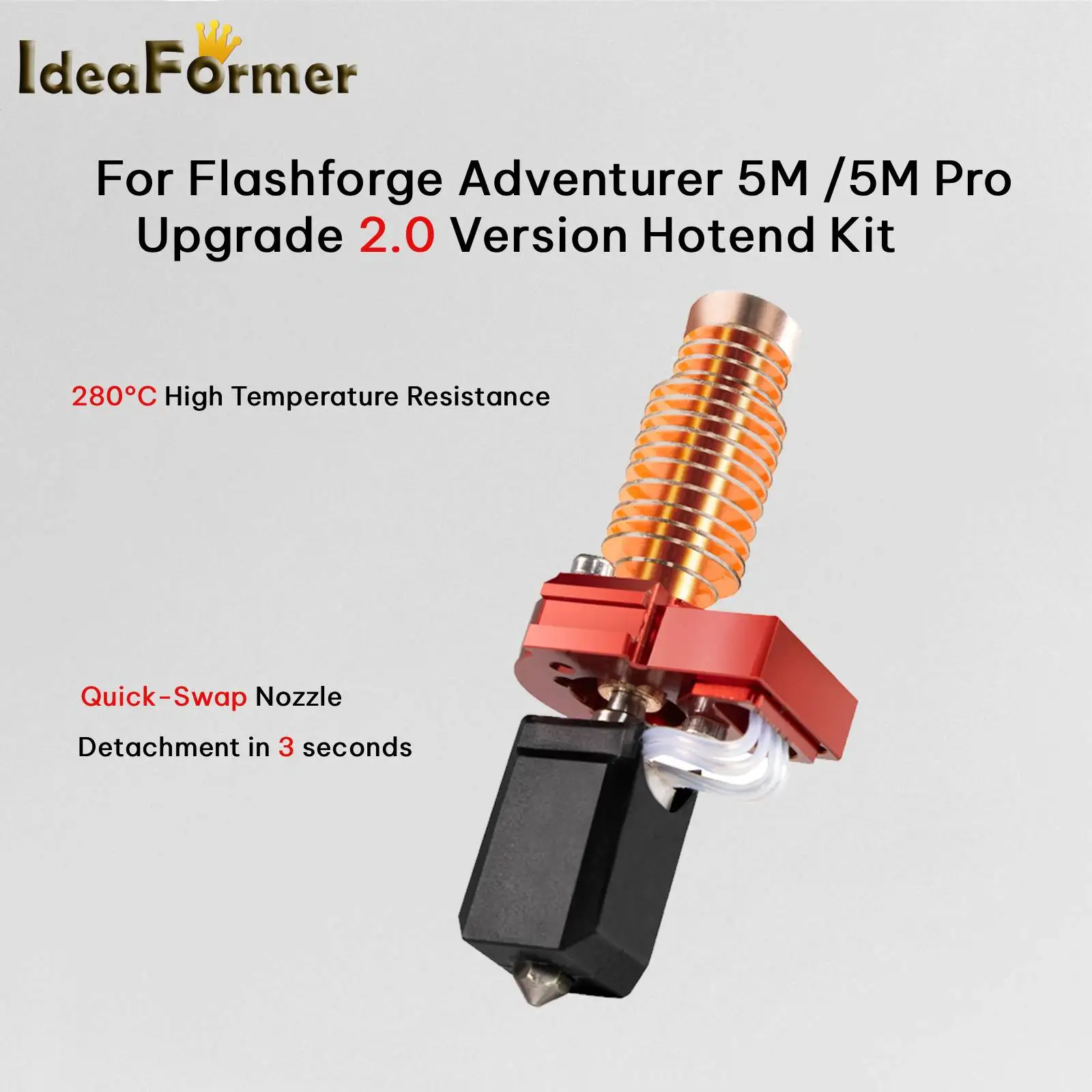New Upgraded Hotend Kit for Flashforge Adventurer 5M/5M Pro Hotend AD5M Nozzle Kit Ceramic Heating Block & Hard Steel Nozzle
New Upgraded Hotend Kit for Flashforge Adventurer 5M/5M Pro Hotend AD5M Nozzle Kit Ceramic Heating Block & Hard Steel Nozzle