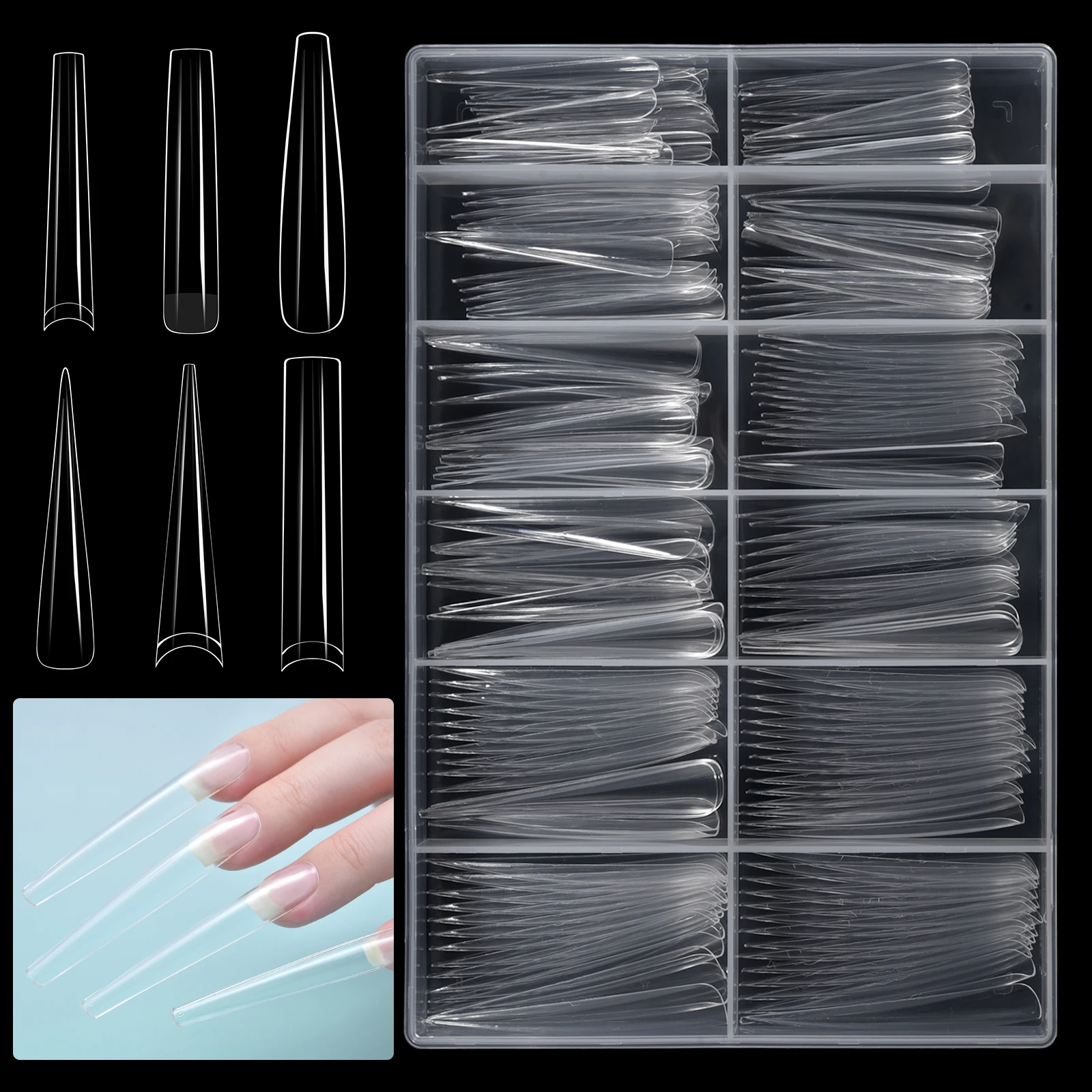 180Pcs/Box False Nail Tips ABS Extra Long Clear Fake Tip For Manicure Traceless 5XL Professional Press On Nail DIY Nail Art Tool
180Pcs/Box False Nail Tips ABS Extra Long Clear Fake Tip For Manicure Traceless 5XL Professional Press On Nail DIY Nail Art Tool