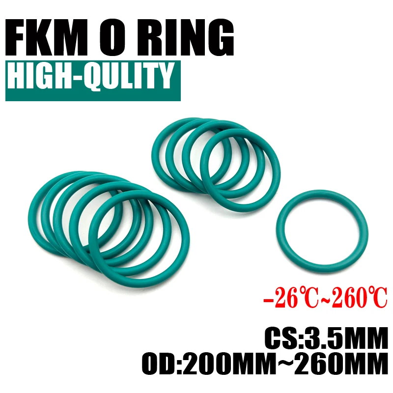 1pcs Superior FKM Fluorine Rubber O Ring CS 3.5mm OD 200 ~ 260mm Sealing Gasket Insulation Oil High Temperature Resistance Green
1pcs Superior FKM Fluorine Rubber O Ring CS 3.5mm OD 200 ~ 260mm Sealing Gasket Insulation Oil High Temperature Resistance Green