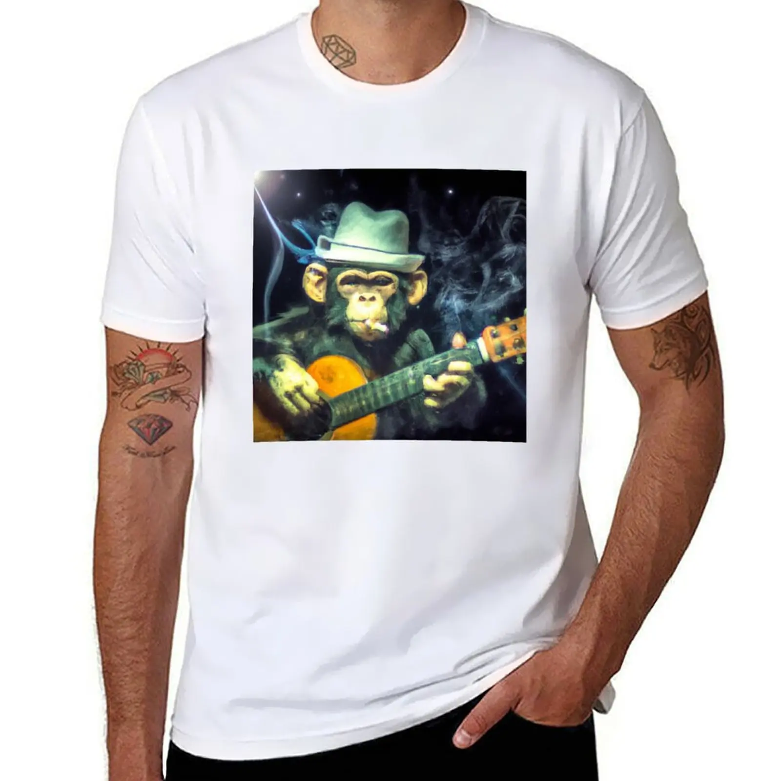 Chimpanzee Smoking a Cigarette and Playing Guitar T-Shirt t shirts for man graphic tees t shirts cotton 100% T-Shirt
Chimpanzee Smoking a Cigarette and Playing Guitar T-Shirt t shirts for man graphic tees t shirts cotton 100% T-Shirt