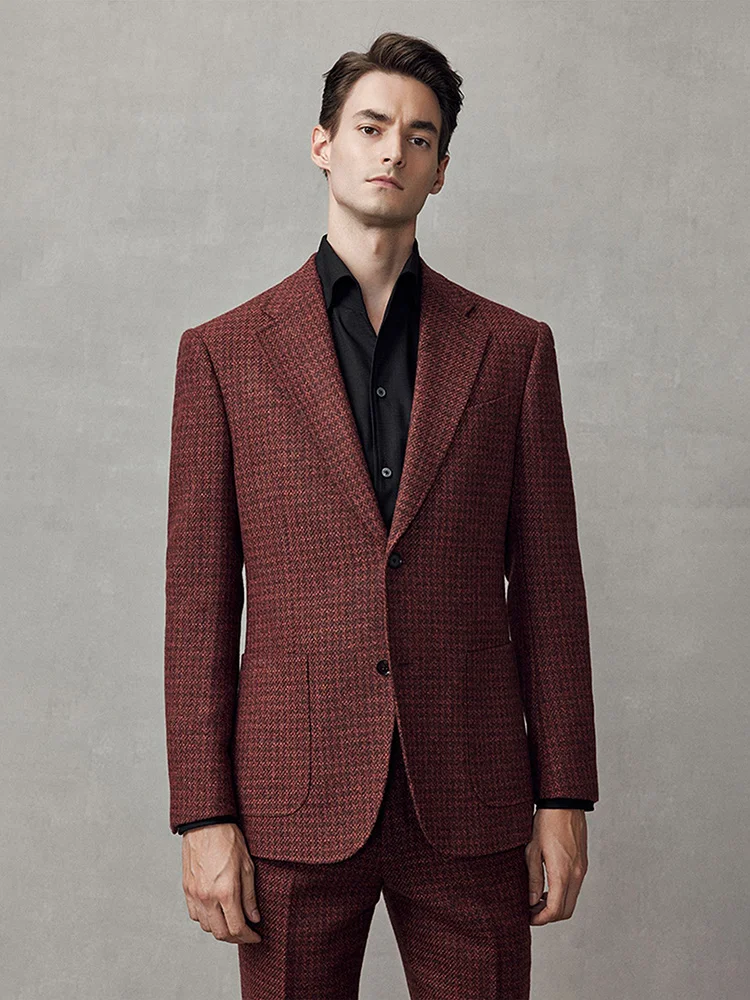 50% Wool Red Small Plaid Luxury Men Suits Set Blazer Pant Autumn Spring Formal Wedding Groom Casual Christmas Party Dinner Suit
50% Wool Red Small Plaid Luxury Men Suits Set Blazer Pant Autumn Spring Formal Wedding Groom Casual Christmas Party Dinner Suit