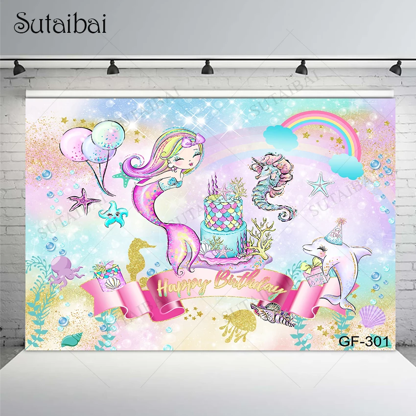 Cartoon Party Theme Photography Backgrounds Colorful Seabed Theme Mermaid Girl Birthday Party Celebrations Decora Poster Banner
Cartoon Party Theme Photography Backgrounds Colorful Seabed Theme Mermaid Girl Birthday Party Celebrations Decora Poster Banner