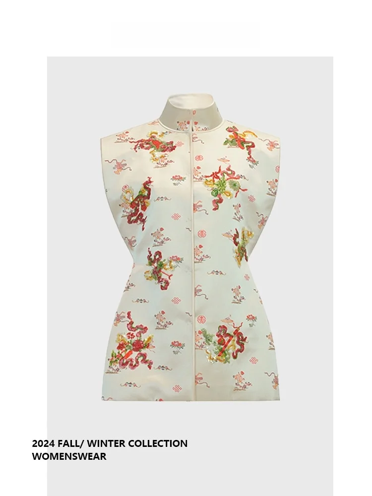 Forever 2 Chinese Sle Embroidered Belted Stand Collar Vest Jaet Women's Summer Svel Top Commute Sle Pear Body pe
Forever 2 Chinese Sle Embroidered Belted Stand Collar Vest Jaet Women's Summer Svel Top Commute Sle Pear Body pe