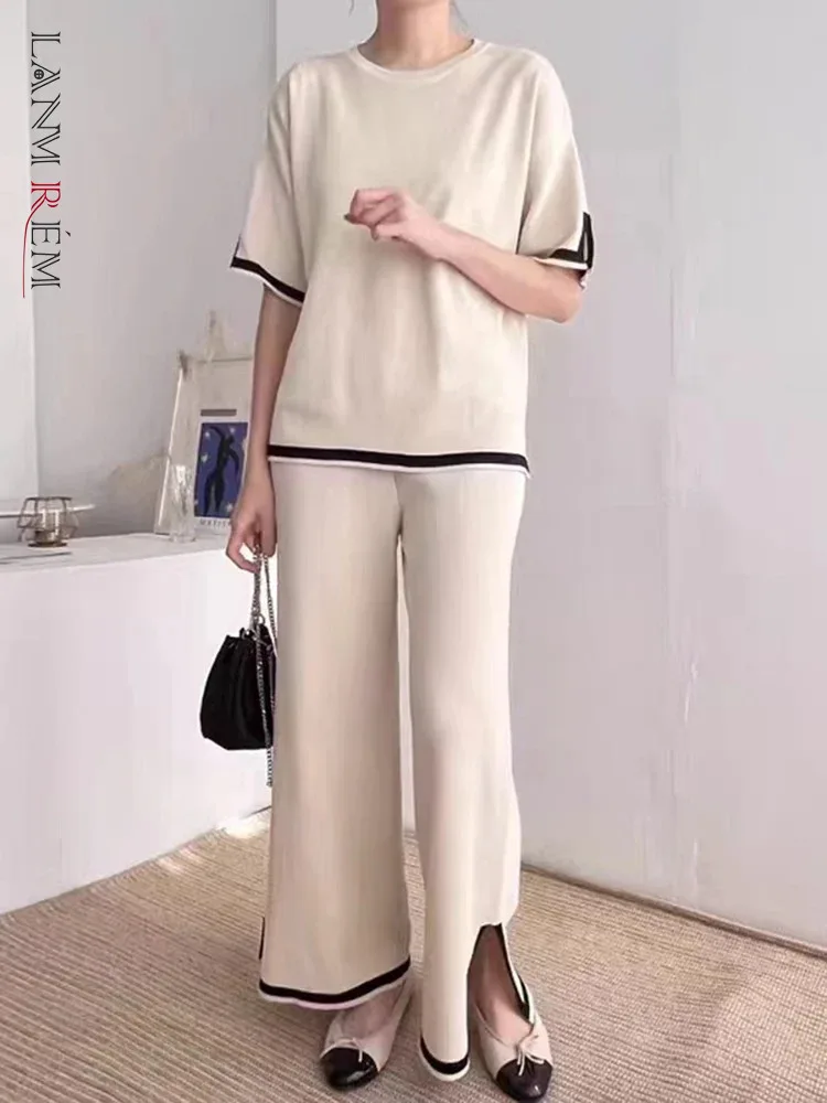 LANMREM Casual Two-piece Set For Women O-neck Short Sleeves Contrast Color Tops With Wide Leg Pants 2024 New Clothing 2Z2002
LANMREM Casual Two-piece Set For Women O-neck Short Sleeves Contrast Color Tops With Wide Leg Pants 2024 New Clothing 2Z2002