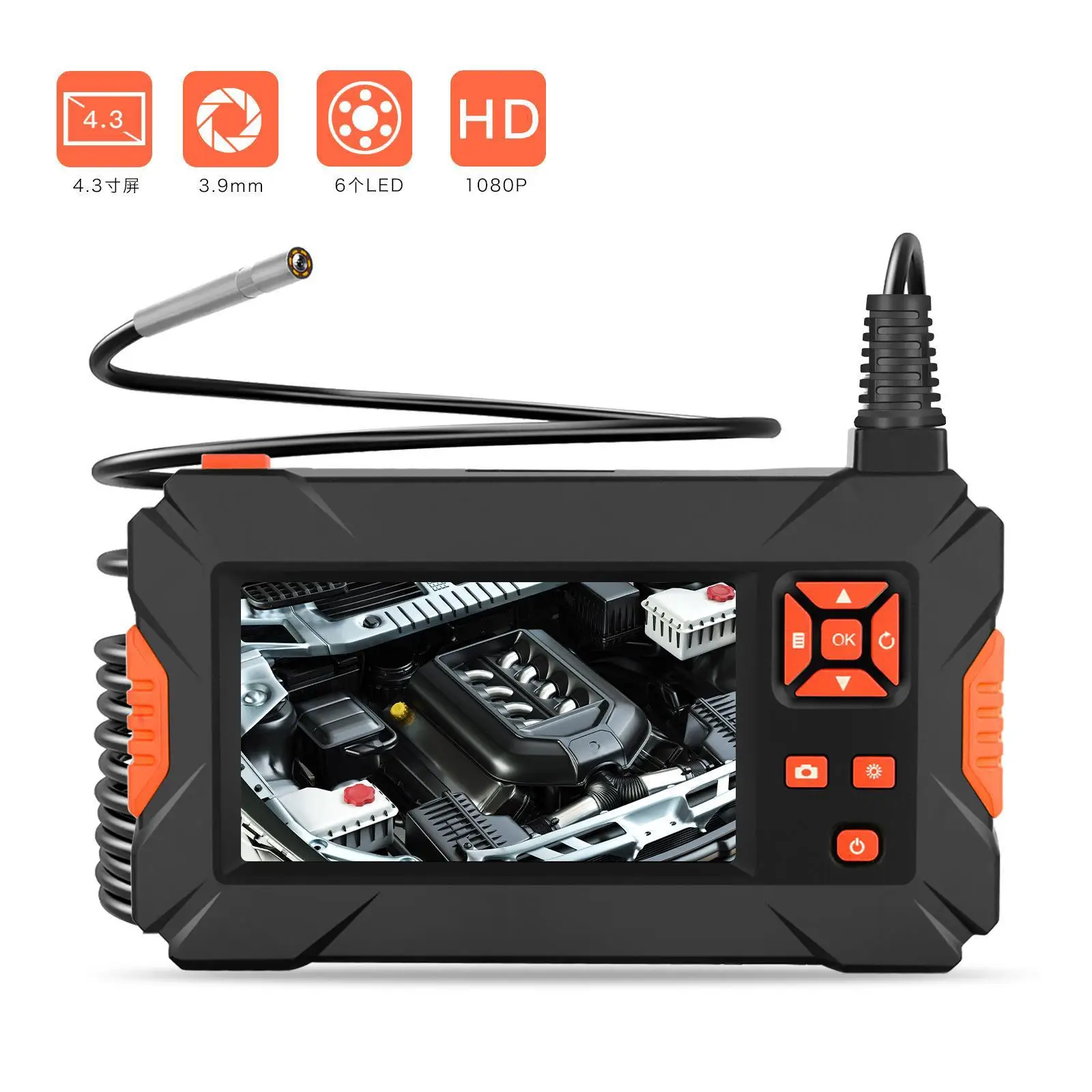 HD Sewer Pipe Industrial Endoscope 4.3-Inch Car Engine Auto Repair Camera with Screen
HD Sewer Pipe Industrial Endoscope 4.3-Inch Car Engine Auto Repair Camera with Screen