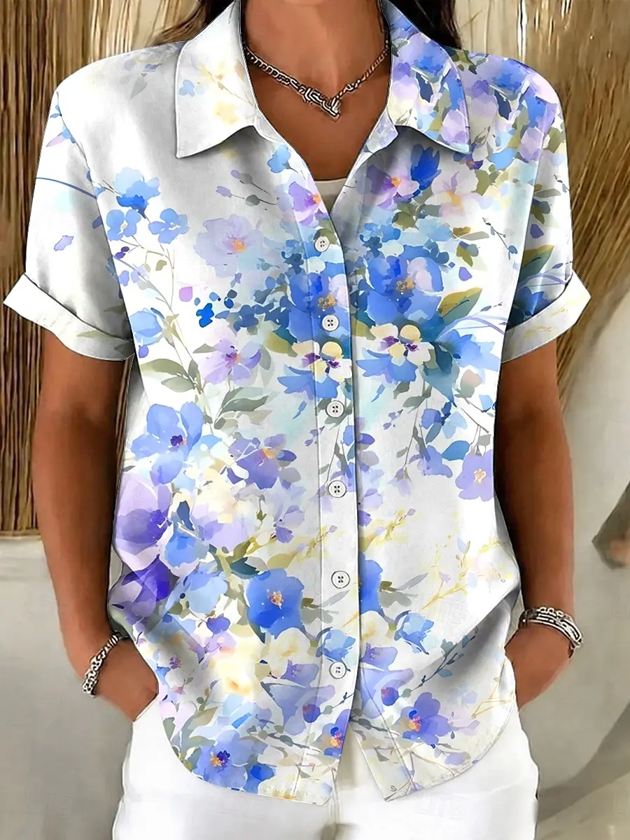 Women's Vintage Floral Graphic Print Button-Up Shirt, Casual Regular Fit Collared Blouse for Spring Summer Daily & Stylish Wear
Women's Vintage Floral Graphic Print Button-Up Shirt, Casual Regular Fit Collared Blouse for Spring Summer Daily & Stylish Wear