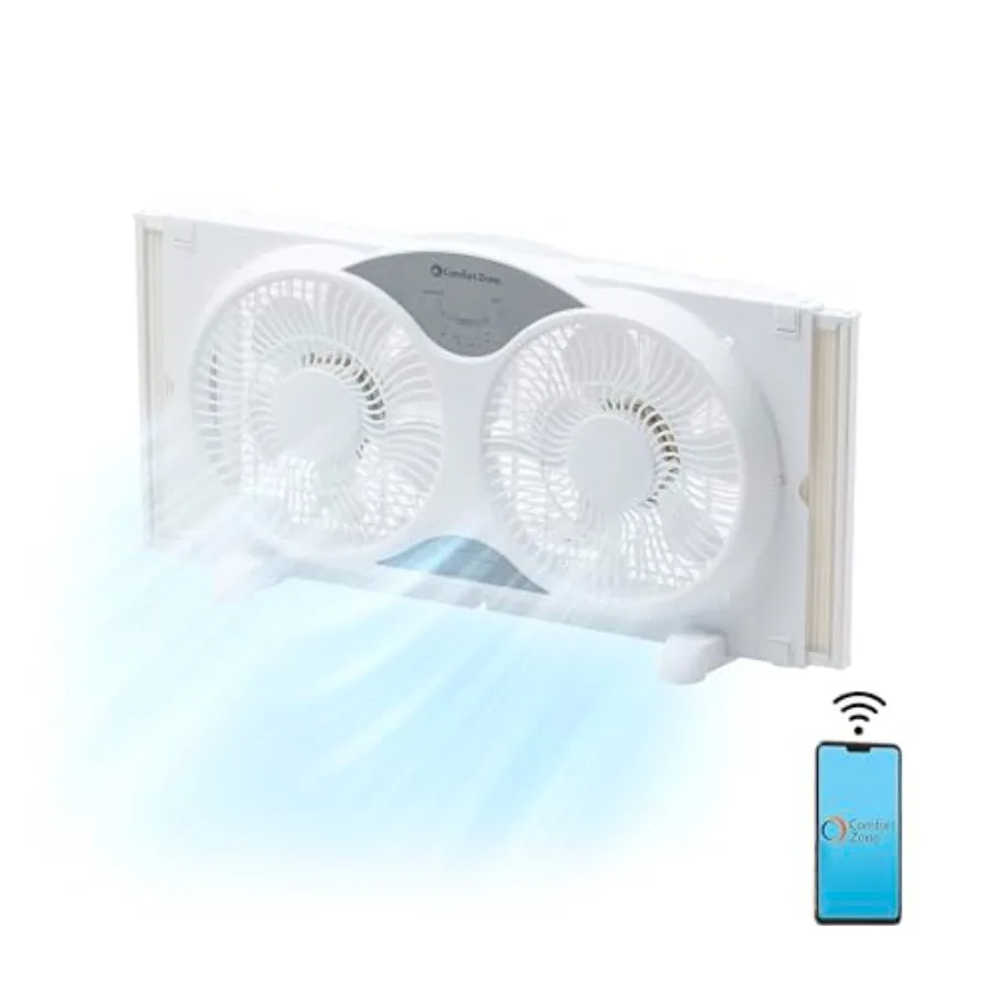 Smart WiFi Twin Window Fan for home cooling: ABS plastic, white, 3-speed dual blade with app/voice control, reversible exhaust,
Smart WiFi Twin Window Fan for home cooling: ABS plastic, white, 3-speed dual blade with app/voice control, reversible exhaust,