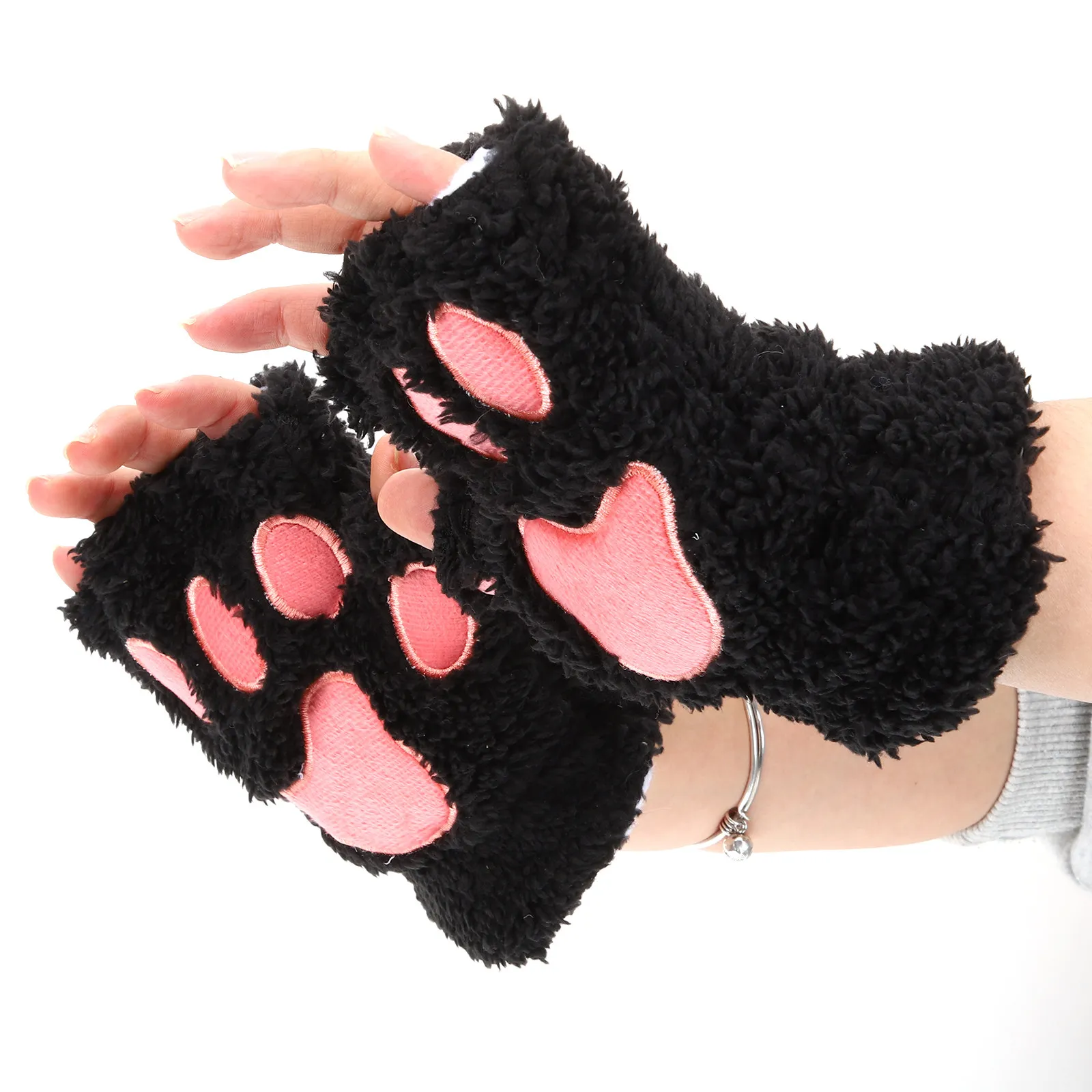 2 пары зимних теплых перчаток с кошачьими лапками, женские перчатки без пальцев для холодной погоды, для езды на улице, милый мультяшный стиль
2 пары зимних теплых перчаток с кошачьими лапками, женские перчатки без пальцев для холодной погоды, для езды на улице, милый мультяшный стиль