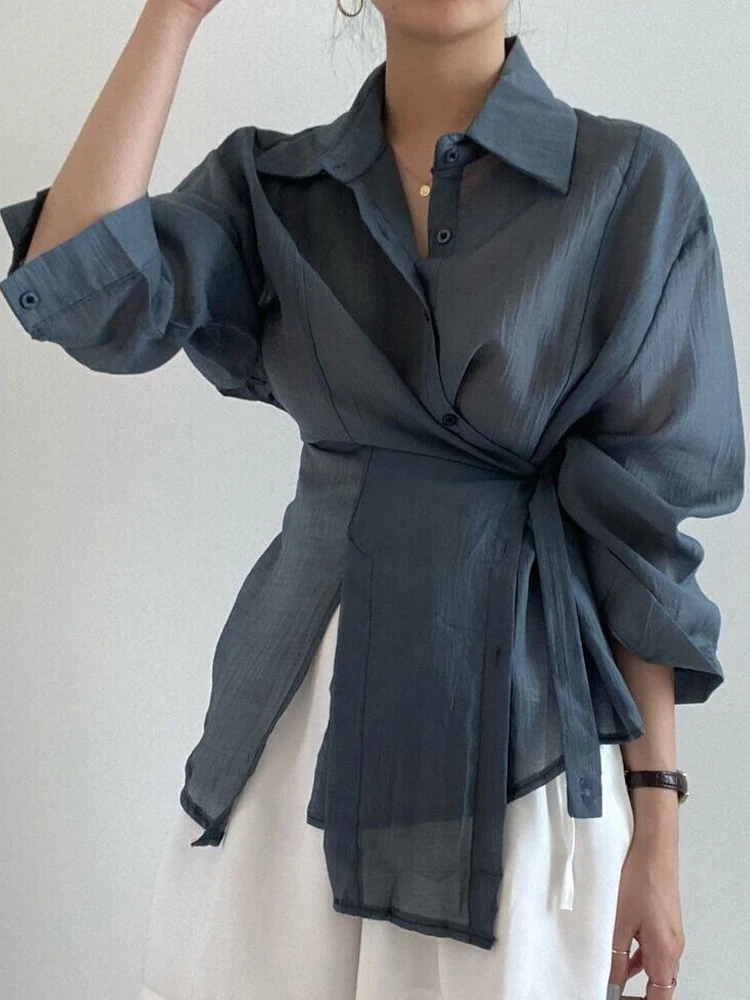 White Long Sve irt Women's Faion Design Slim Fit Korean Sle Commute Wind Uneven Waist in Autumn New Arrival
White Long Sve irt Women's Faion Design Slim Fit Korean Sle Commute Wind Uneven Waist in Autumn New Arrival