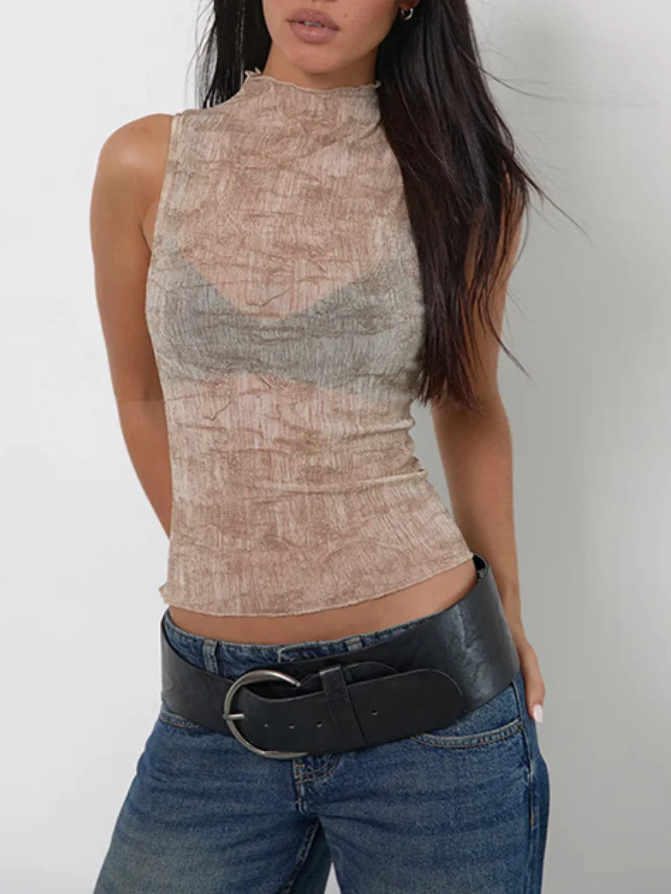 Женская прозрачная майка без рукавов с круглым вырезом 2025 года и абстрактным принтом — женственная и шикарная
Женская прозрачная майка без рукавов с круглым вырезом 2025 года и абстрактным принтом — женственная и шикарная