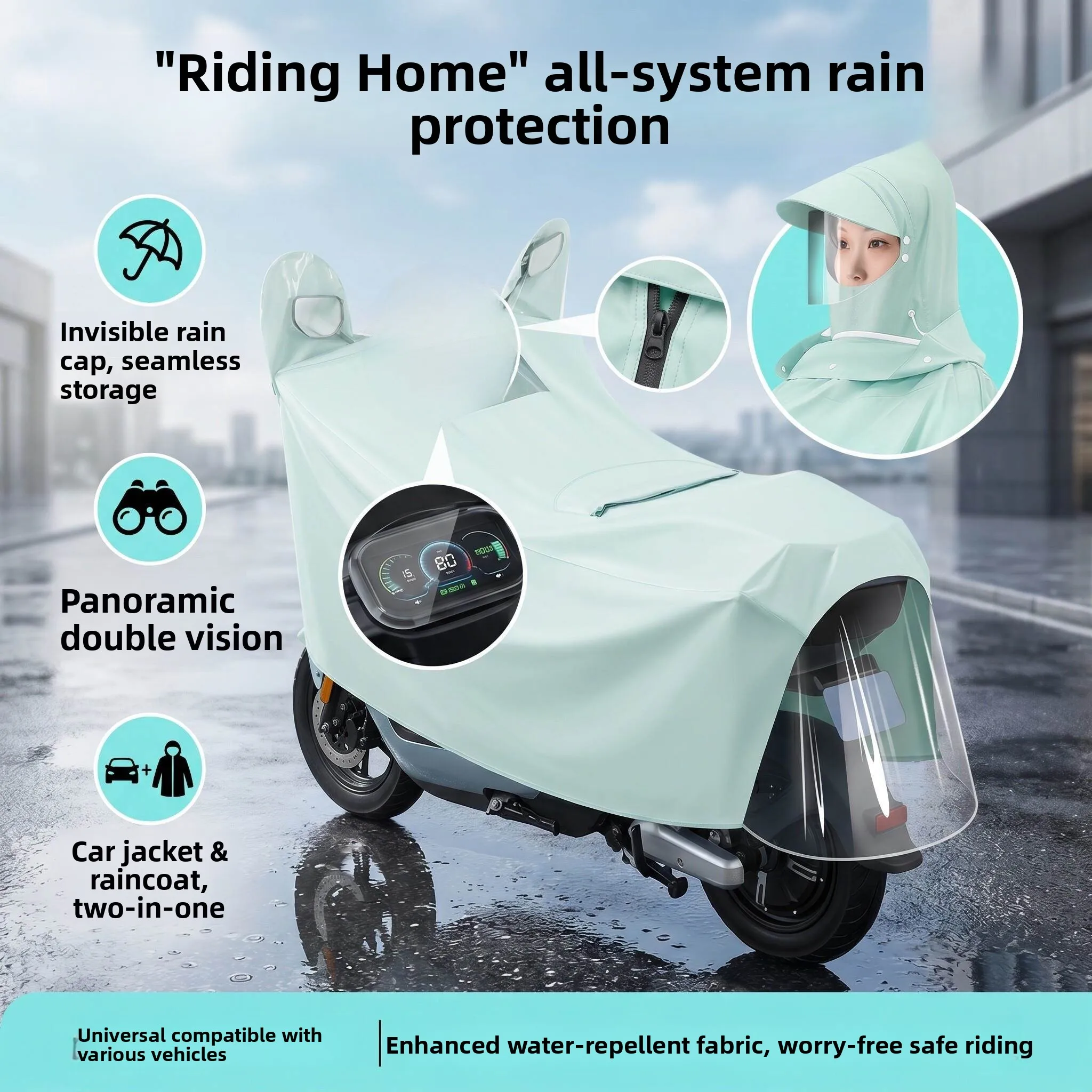 Long Integrated Vehicle Raincoat Waterproof Windproof Sunshade Helmet Friendly Proof Adult PVC Rain Poncho
Long Integrated Vehicle Raincoat Waterproof Windproof Sunshade Helmet Friendly Proof Adult PVC Rain Poncho