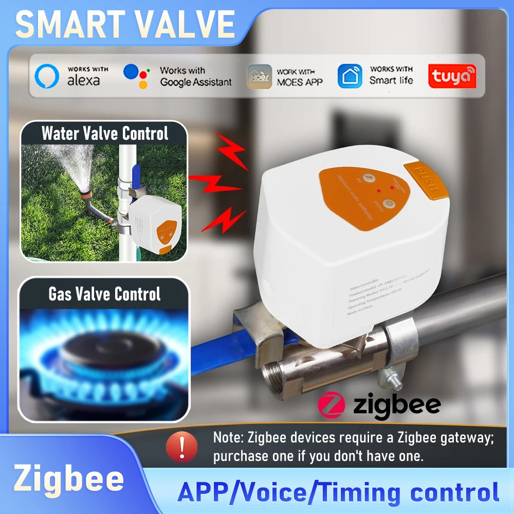 Tuya Zigbee Smart Valve Manipulator for Water & Gas Valves Low Power Smart Home APP Remote Control & Timing and Voice Function
Tuya Zigbee Smart Valve Manipulator for Water & Gas Valves Low Power Smart Home APP Remote Control & Timing and Voice Function