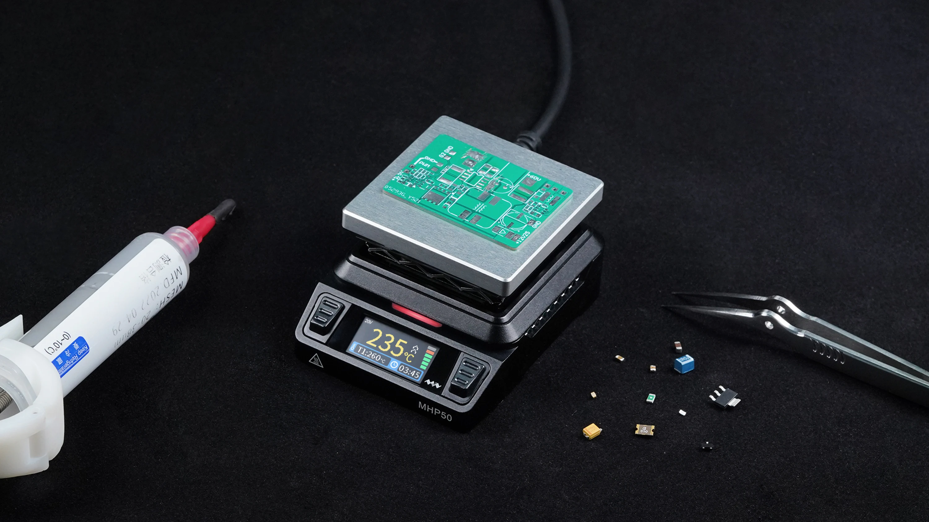 MHP50 Mini Hot Plate SMD Preheater Preheating Rework Station PCB Board Soldering Desoldering Heating Plate LED Strip Repair Tool
MHP50 Mini Hot Plate SMD Preheater Preheating Rework Station PCB Board Soldering Desoldering Heating Plate LED Strip Repair Tool