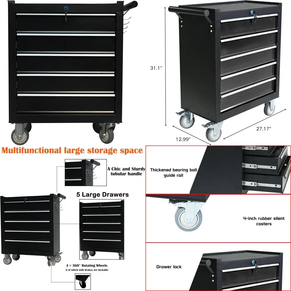 Многофункциональный сундук для инструментов на колесиках с 5 большими ящиками, тележкой-органайзером, прочным хранилищем для мастерской и гаража
Многофункциональный сундук для инструментов на колесиках с 5 большими ящиками, тележкой-органайзером, прочным хранилищем для мастерской и гаража