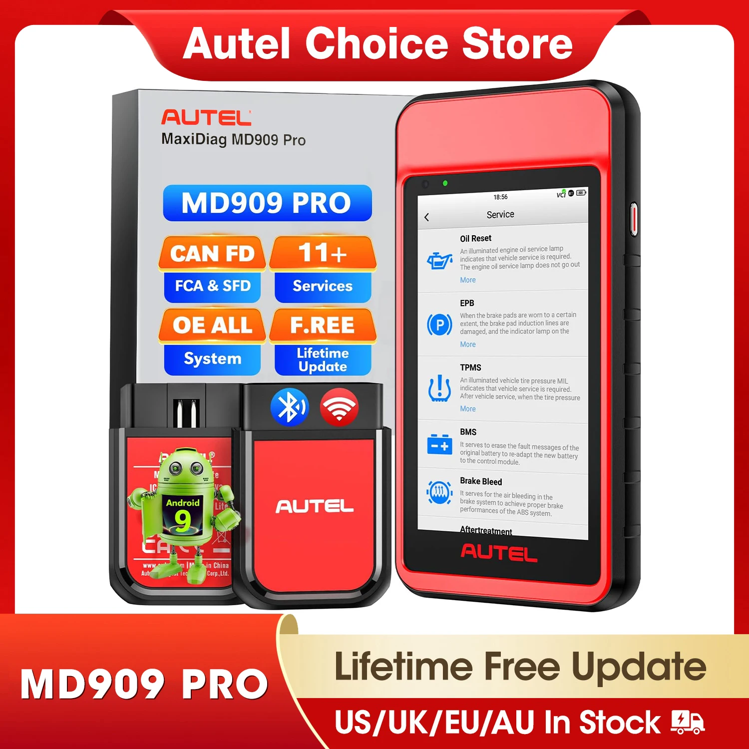 Диагностический сканер Autel MaxiDiag MD909 PRO Bluetooth для всех систем, аналог MD906Pro MD808 Pro MD806 CAN FD, 11+ сервисных функций
Диагностический сканер Autel MaxiDiag MD909 PRO Bluetooth для всех систем, аналог MD906Pro MD808 Pro MD806 CAN FD, 11+ сервисных функций
