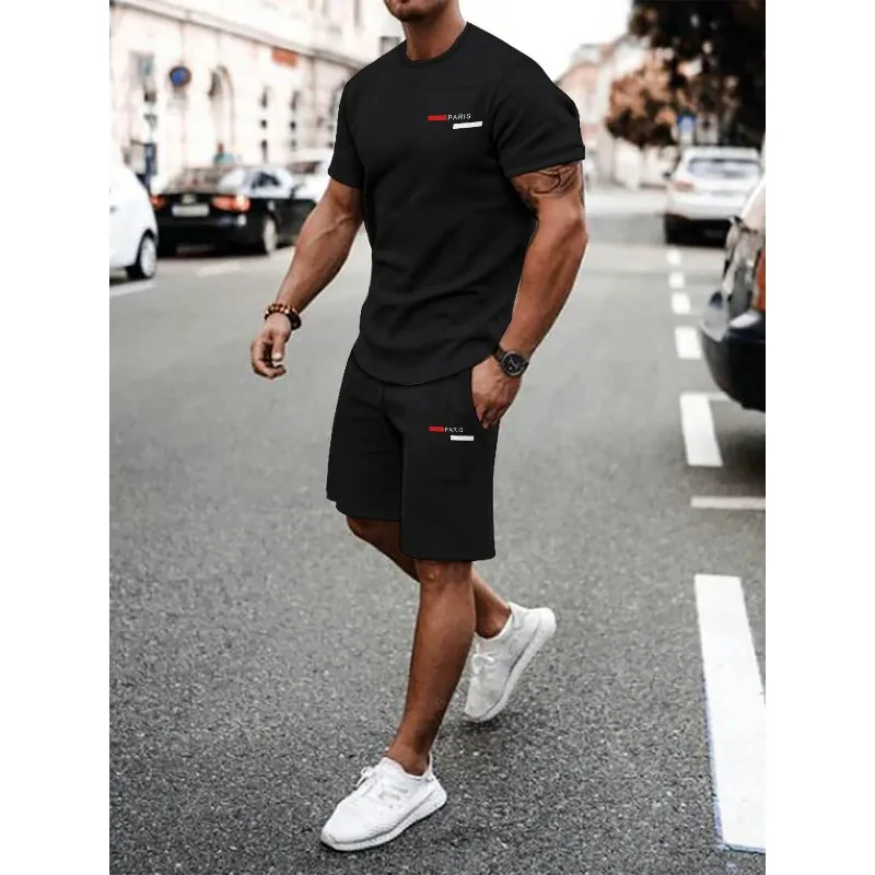 Men's 2-Piece Paris Print T-Shirt Shorts Set–Casual Summer Tracksuit Breathable Short Sleeve T Black Shorts for Gym Streetwear
Men's 2-Piece Paris Print T-Shirt Shorts Set–Casual Summer Tracksuit Breathable Short Sleeve T Black Shorts for Gym Streetwear