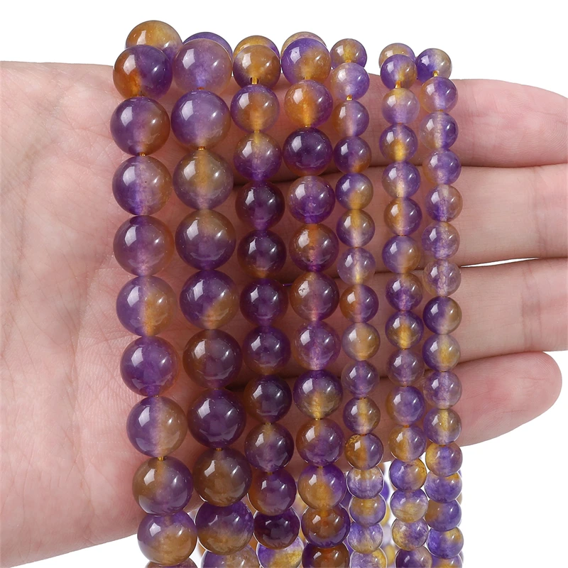 Smooth Natural Stone Purple Yellow Chalcedony Round Spacer Beads For Jewelry Making DIY Bracelet Earrings Necklace Accessories
Smooth Natural Stone Purple Yellow Chalcedony Round Spacer Beads For Jewelry Making DIY Bracelet Earrings Necklace Accessories