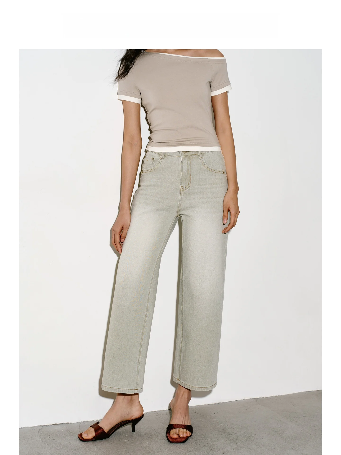 EIGHTHMONTH Vintage Distressed Nine-Tenths Women's Straight Leg Jeans High Waist Cotton Commuter Versatile Wide Leg Pants
EIGHTHMONTH Vintage Distressed Nine-Tenths Women's Straight Leg Jeans High Waist Cotton Commuter Versatile Wide Leg Pants