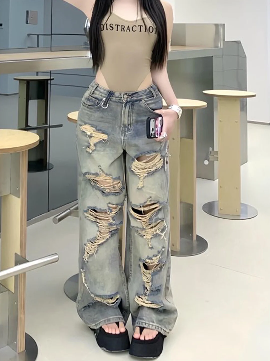 Summer 2026 Slimming Skinny Jeans American Style Wide Leg Pants Lazy Style Worn out Hole Design Thin Denim Skinnies for Women
Summer 2026 Slimming Skinny Jeans American Style Wide Leg Pants Lazy Style Worn out Hole Design Thin Denim Skinnies for Women
