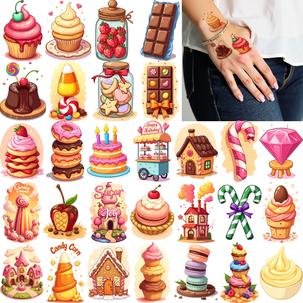 63 шт., временные татуировки, мороженое, мультяшный пончик, блины, водонепроницаемые долговечные наклейки для тела, шоколадные наклейки для щек, женские 
63 шт., временные татуировки, мороженое, мультяшный пончик, блины, водонепроницаемые долговечные наклейки для тела, шоколадные наклейки для щек, женские