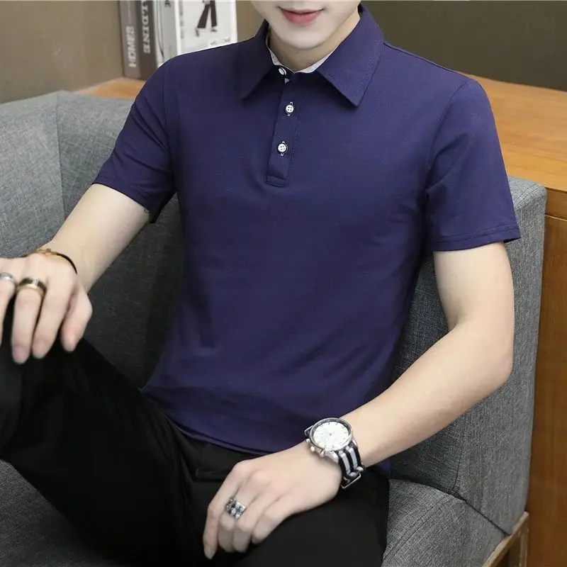 Short Sleeve Polo Shirts for Men Clothes Casual Turn-down Collar Summer Solid Color Fashion Button England Style Business Tops
Short Sleeve Polo Shirts for Men Clothes Casual Turn-down Collar Summer Solid Color Fashion Button England Style Business Tops